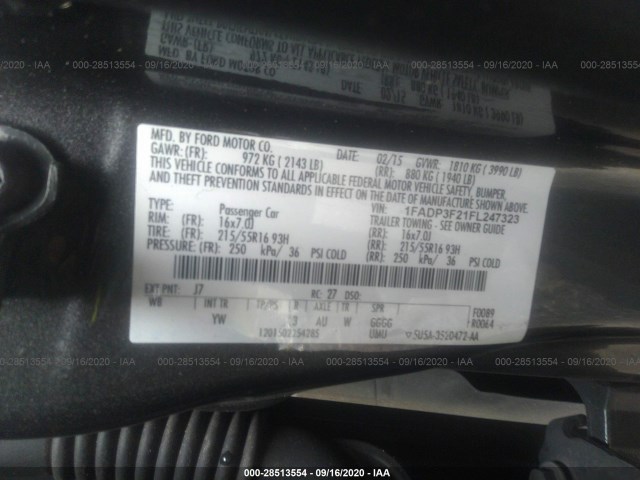 Photo 8 VIN: 1FADP3F21FL247323 - FORD FOCUS 