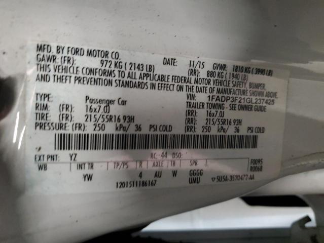 Photo 11 VIN: 1FADP3F21GL237425 - FORD FOCUS SE 