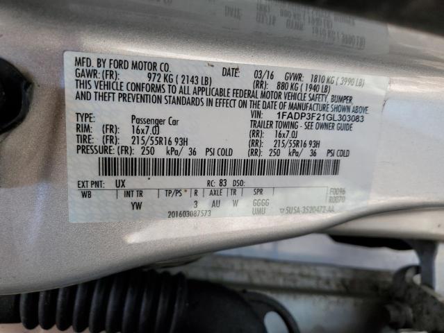 Photo 11 VIN: 1FADP3F21GL303083 - FORD FOCUS 