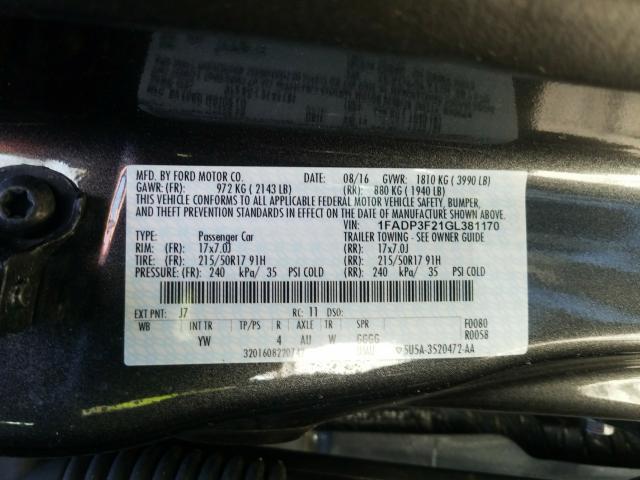 Photo 9 VIN: 1FADP3F21GL381170 - FORD FOCUS SE 