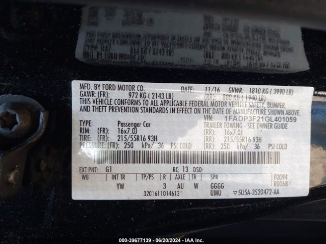 Photo 8 VIN: 1FADP3F21GL401059 - FORD FOCUS 