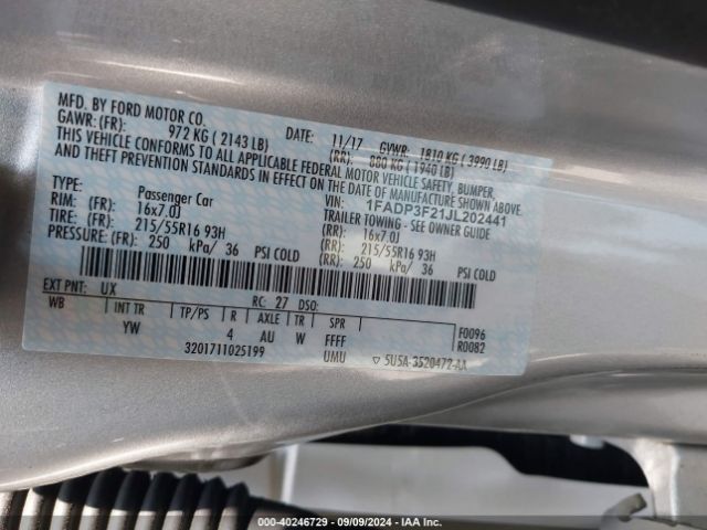 Photo 8 VIN: 1FADP3F21JL202441 - FORD FOCUS 