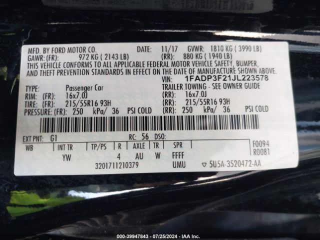 Photo 8 VIN: 1FADP3F21JL223578 - FORD FOCUS 