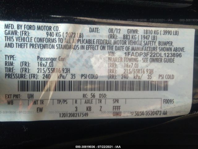 Photo 8 VIN: 1FADP3F22DL123896 - FORD FOCUS 