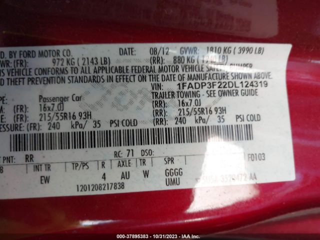 Photo 8 VIN: 1FADP3F22DL124319 - FORD FOCUS 