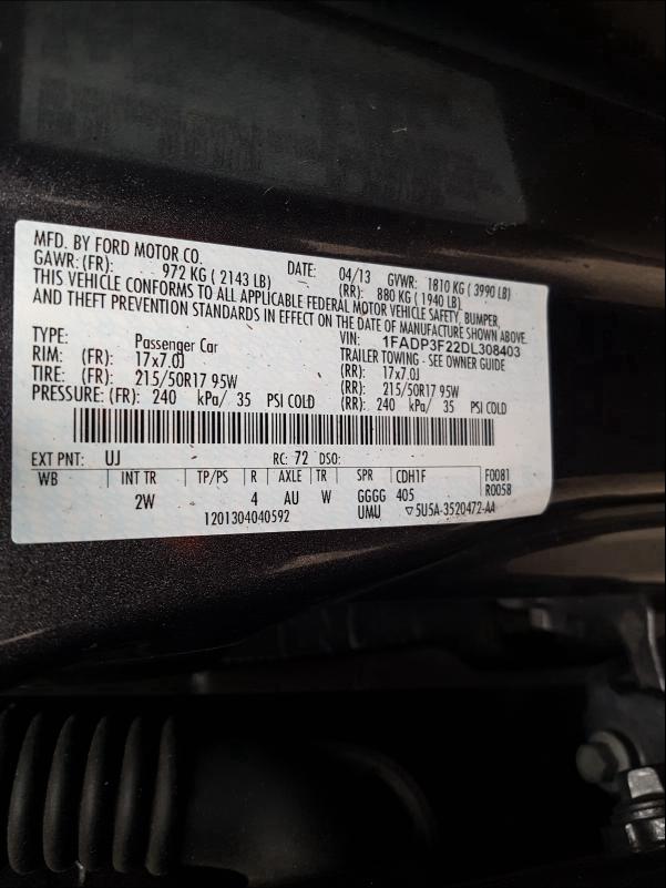 Photo 9 VIN: 1FADP3F22DL308403 - FORD FOCUS SE 