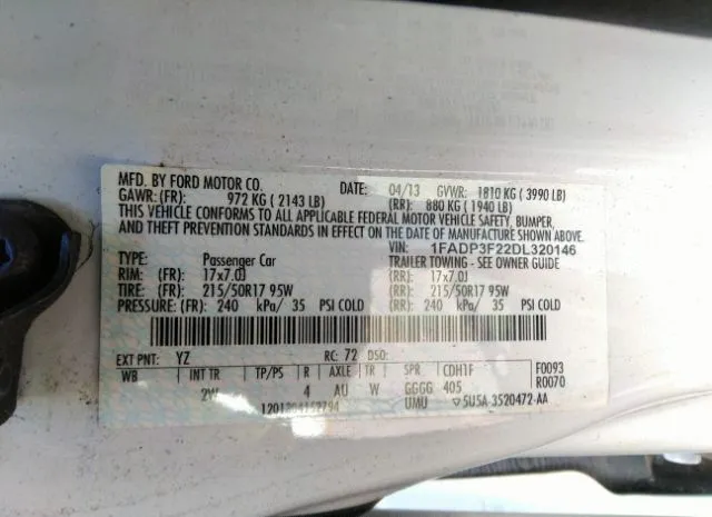 Photo 8 VIN: 1FADP3F22DL320146 - FORD FOCUS 