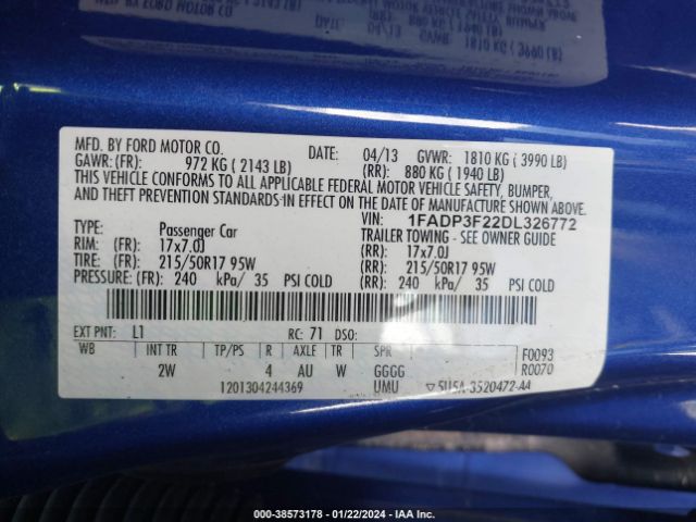 Photo 8 VIN: 1FADP3F22DL326772 - FORD FOCUS 