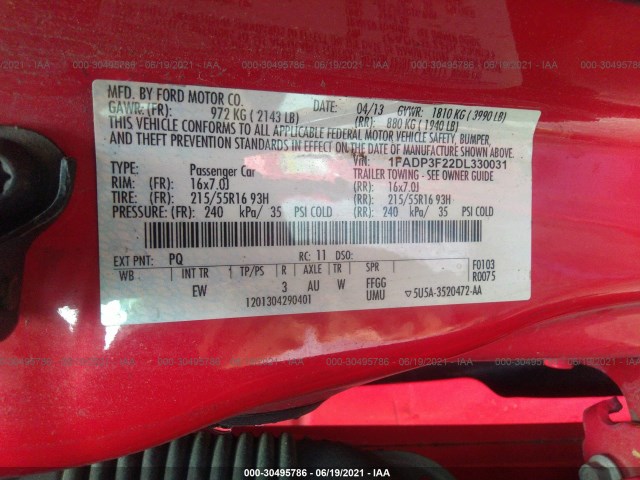 Photo 8 VIN: 1FADP3F22DL330031 - FORD FOCUS 