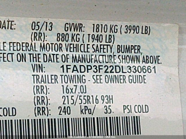 Photo 8 VIN: 1FADP3F22DL330661 - FORD FOCUS 