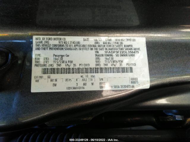 Photo 8 VIN: 1FADP3F22DL358475 - FORD FOCUS 