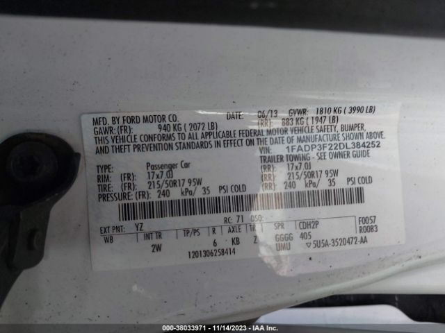 Photo 8 VIN: 1FADP3F22DL384252 - FORD FOCUS 