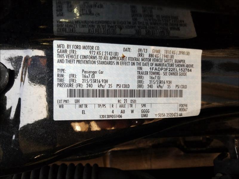 Photo 9 VIN: 1FADP3F22EL152784 - FORD FOCUS SE 