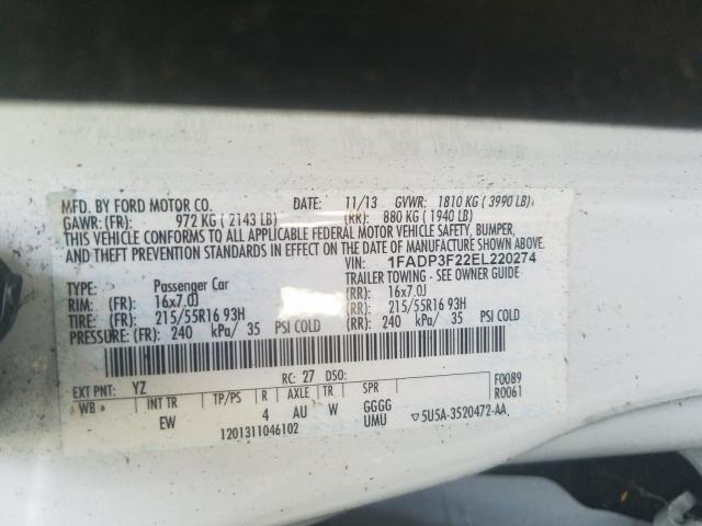 Photo 9 VIN: 1FADP3F22EL220274 - FORD FOCUS SE 