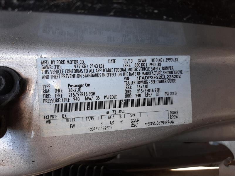 Photo 9 VIN: 1FADP3F22EL225202 - FORD FOCUS SE 