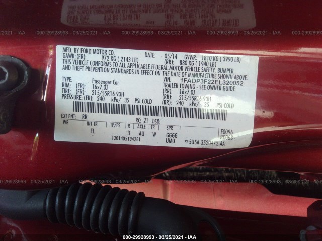 Photo 8 VIN: 1FADP3F22EL320052 - FORD FOCUS 