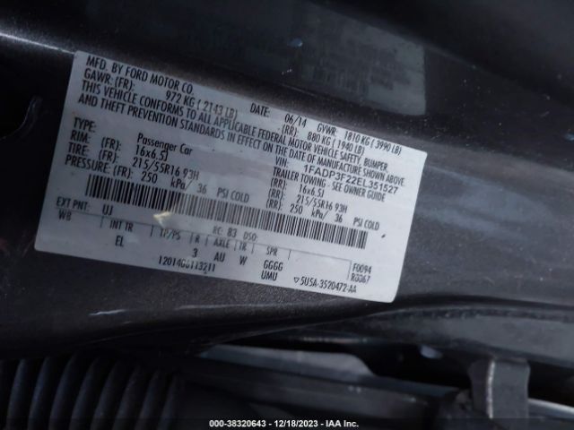 Photo 8 VIN: 1FADP3F22EL351527 - FORD FOCUS 