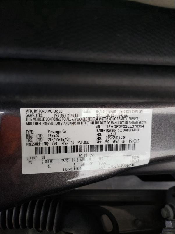 Photo 9 VIN: 1FADP3F22EL376394 - FORD FOCUS SE 