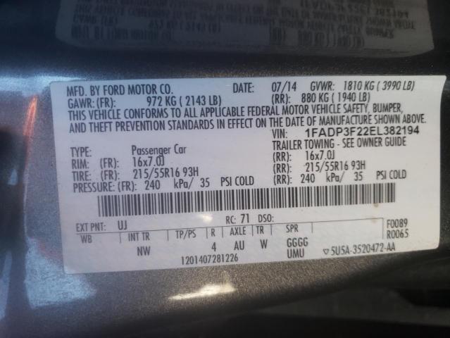 Photo 9 VIN: 1FADP3F22EL382194 - FORD FOCUS SE 