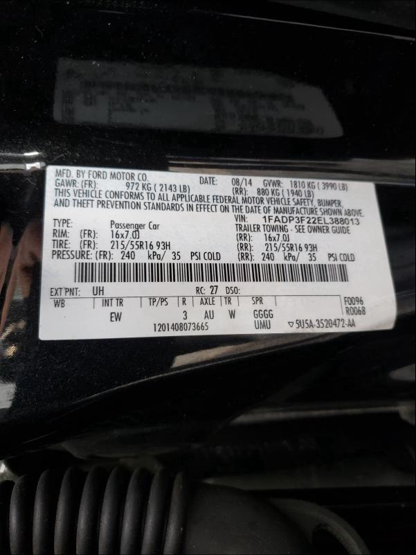 Photo 9 VIN: 1FADP3F22EL388013 - FORD FOCUS SE 