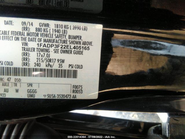 Photo 8 VIN: 1FADP3F22EL405165 - FORD FOCUS 