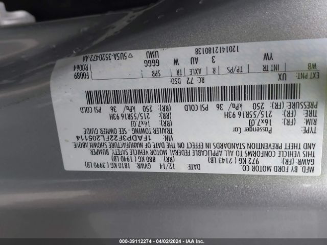 Photo 8 VIN: 1FADP3F22FL205114 - FORD FOCUS 