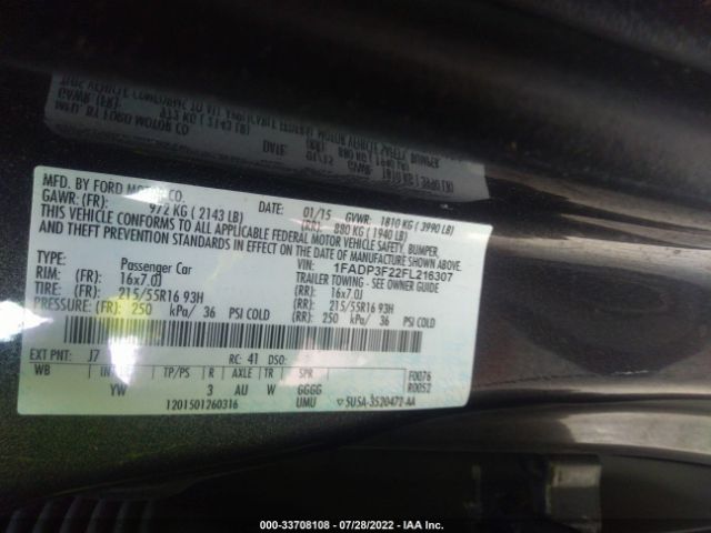 Photo 8 VIN: 1FADP3F22FL216307 - FORD FOCUS 