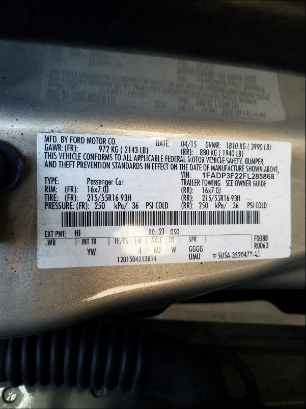 Photo 9 VIN: 1FADP3F22FL285868 - FORD FOCUS SE 