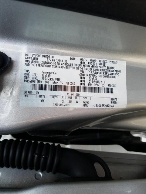 Photo 9 VIN: 1FADP3F22FL286230 - FORD FOCUS 