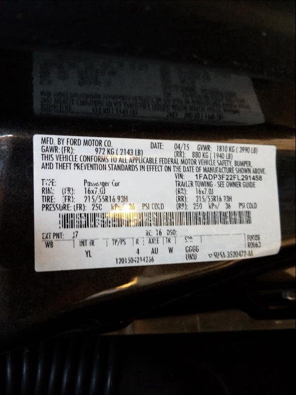 Photo 9 VIN: 1FADP3F22FL291458 - FORD FOCUS SE 