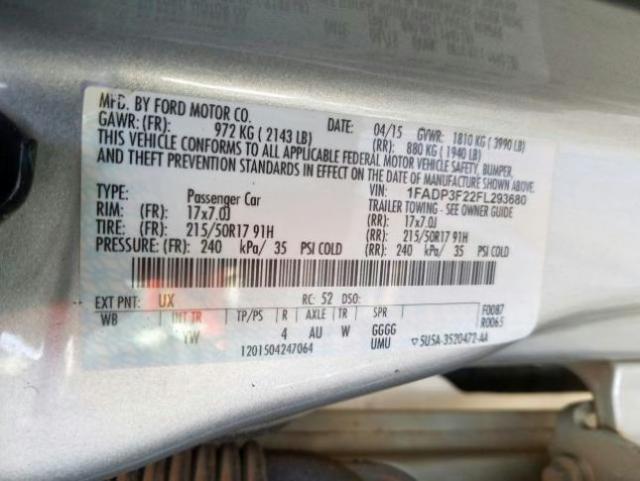 Photo 9 VIN: 1FADP3F22FL293680 - FORD FOCUS 