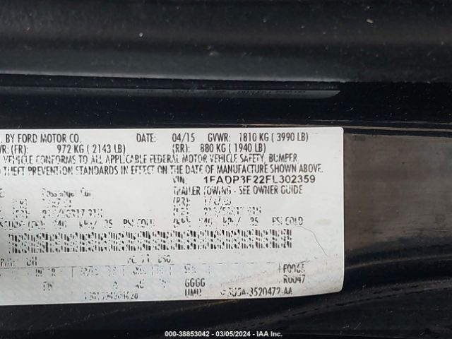 Photo 8 VIN: 1FADP3F22FL302359 - FORD FOCUS 