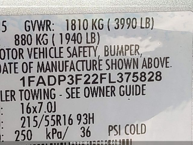 Photo 8 VIN: 1FADP3F22FL375828 - FORD FOCUS 