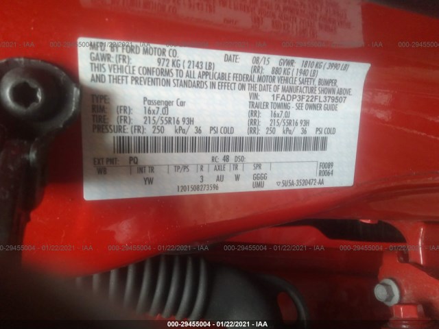 Photo 8 VIN: 1FADP3F22FL379507 - FORD FOCUS 