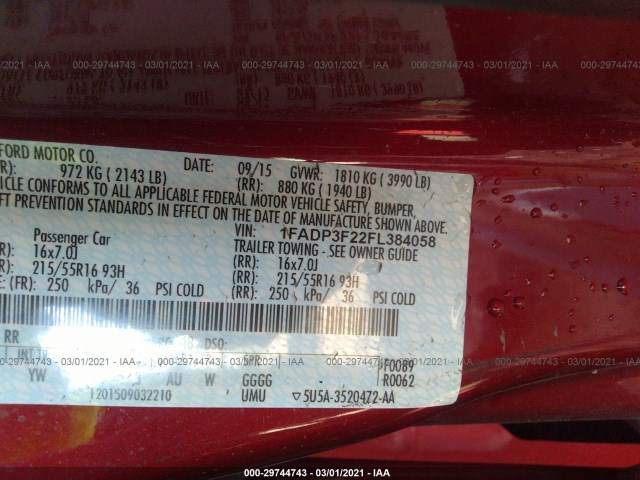 Photo 8 VIN: 1FADP3F22FL384058 - FORD FOCUS 