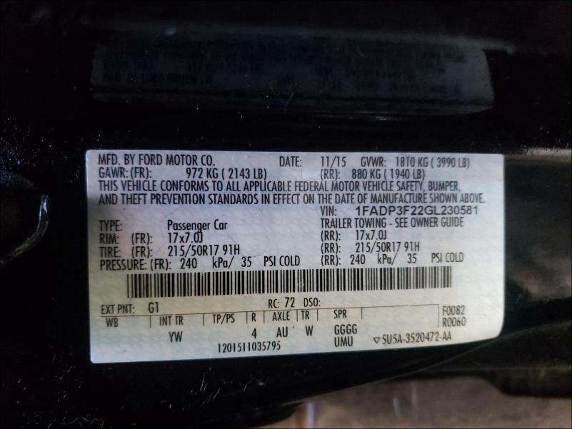 Photo 9 VIN: 1FADP3F22GL230581 - FORD FOCUS SE 