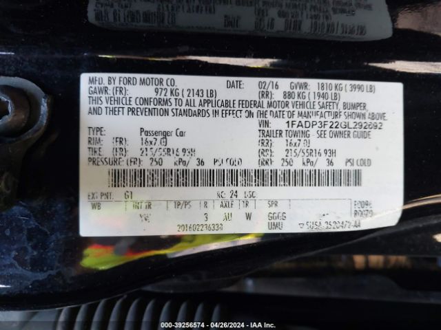 Photo 8 VIN: 1FADP3F22GL292692 - FORD FOCUS 