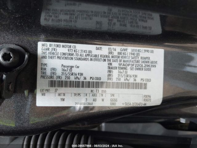 Photo 8 VIN: 1FADP3F22GL296399 - FORD FOCUS 