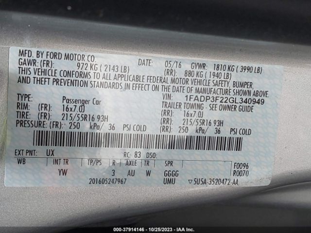 Photo 8 VIN: 1FADP3F22GL340949 - FORD FOCUS 