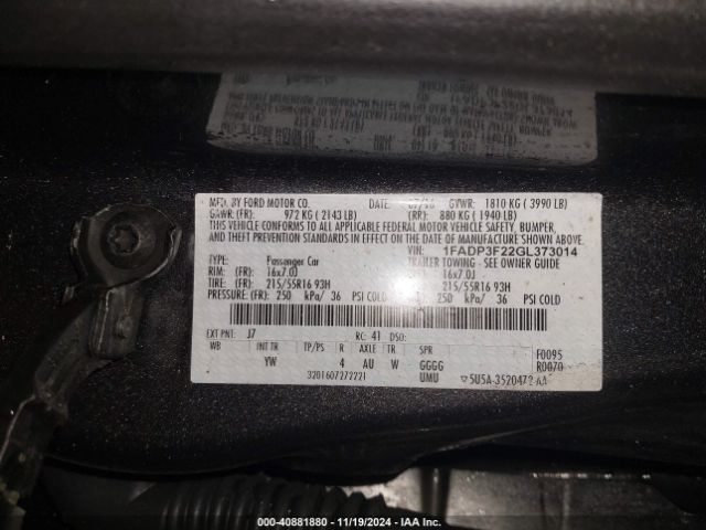 Photo 8 VIN: 1FADP3F22GL373014 - FORD FOCUS 