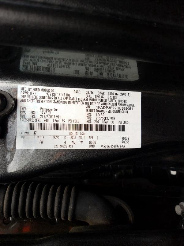 Photo 9 VIN: 1FADP3F22GL385051 - FORD FOCUS 