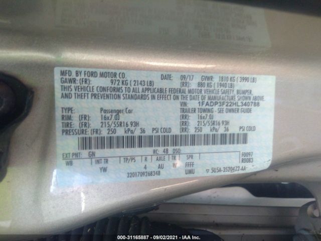 Photo 8 VIN: 1FADP3F22HL340788 - FORD FOCUS 