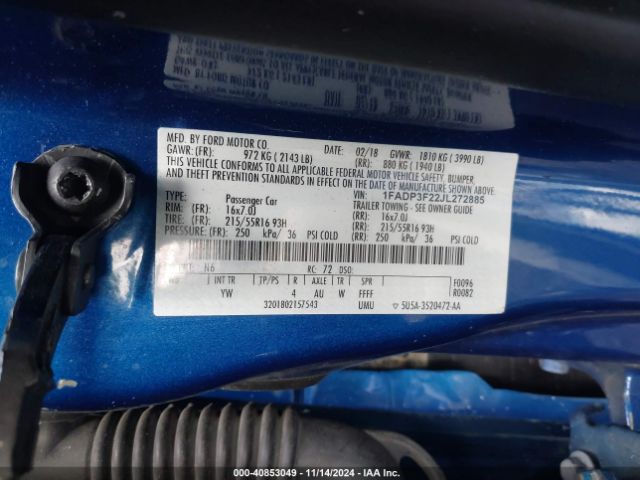 Photo 8 VIN: 1FADP3F22JL272885 - FORD FOCUS 