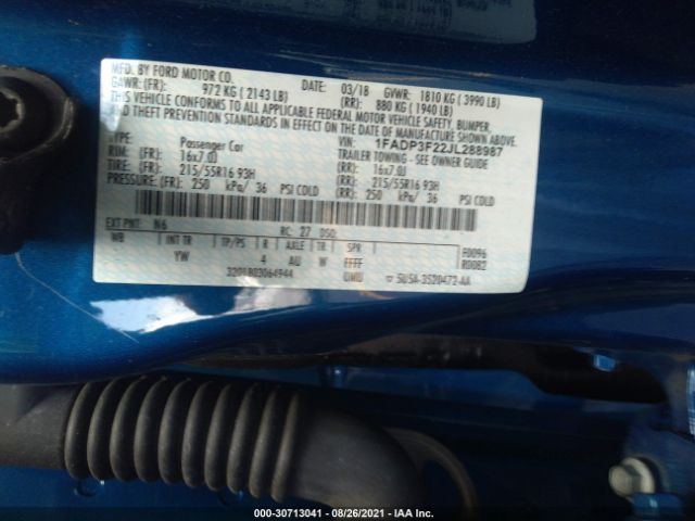 Photo 8 VIN: 1FADP3F22JL288987 - FORD FOCUS 