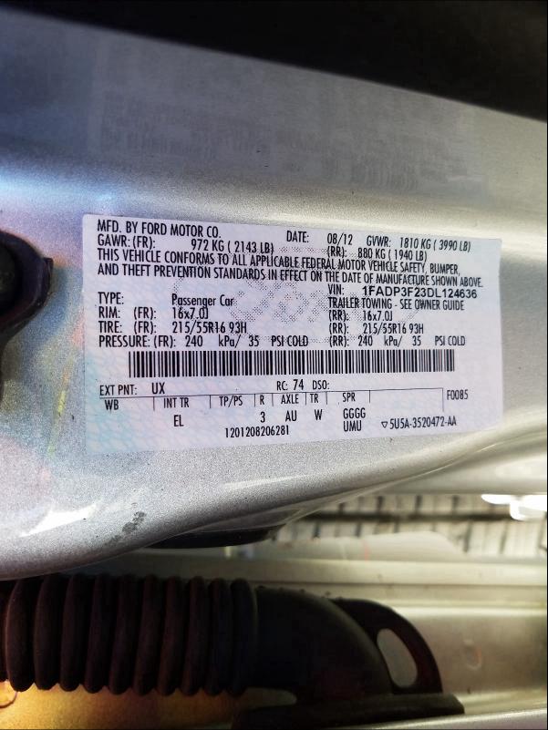 Photo 9 VIN: 1FADP3F23DL124636 - FORD FOCUS SE 