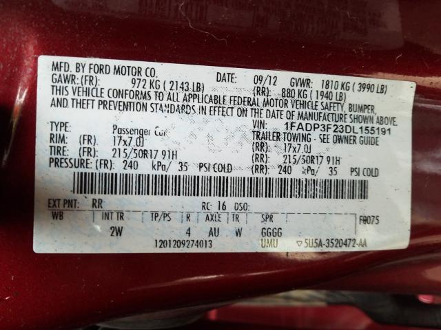 Photo 9 VIN: 1FADP3F23DL155191 - FORD FOCUS SE 