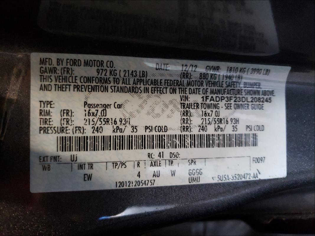 Photo 9 VIN: 1FADP3F23DL208245 - FORD FOCUS SE 