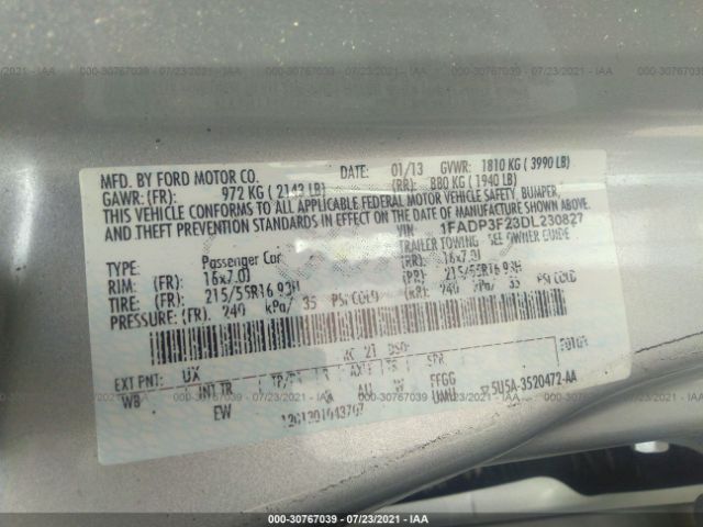 Photo 8 VIN: 1FADP3F23DL230827 - FORD FOCUS 