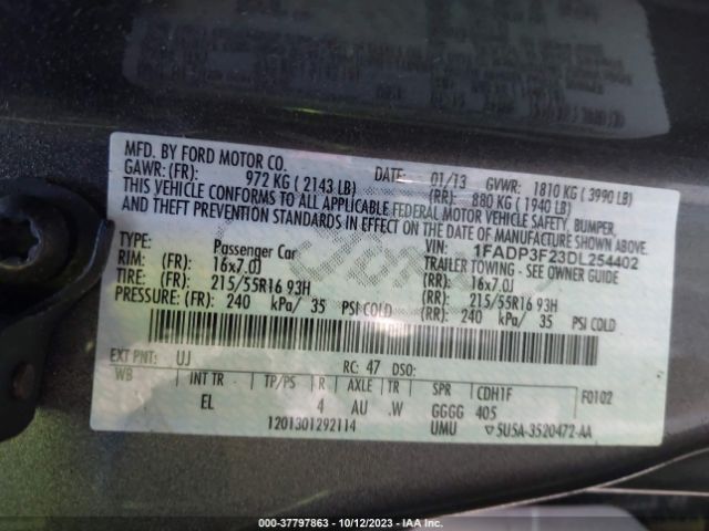 Photo 8 VIN: 1FADP3F23DL254402 - FORD FOCUS 