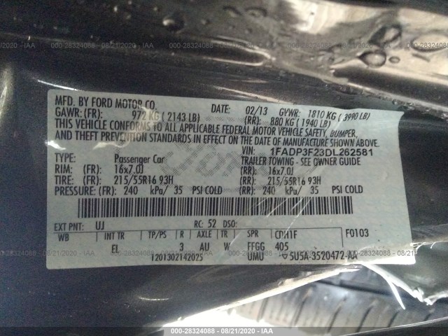 Photo 8 VIN: 1FADP3F23DL262581 - FORD FOCUS 